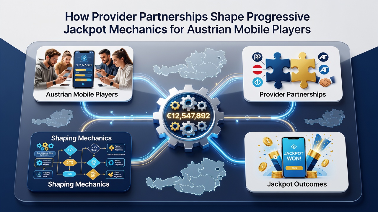 Mobile interface displaying synchronized progressive jackpot values across partnered providers in Austria